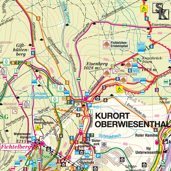 Wanderkarte Kurort Oberwiesenthal und Umgebung