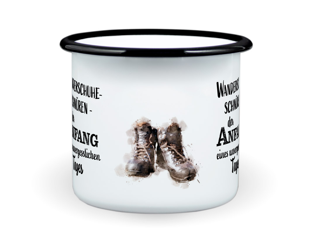Emailletasse Wandern