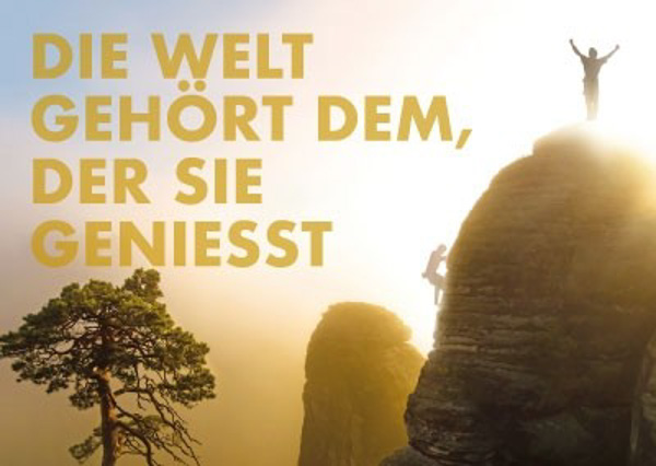 Postkarte Bergsteiger im Nebel