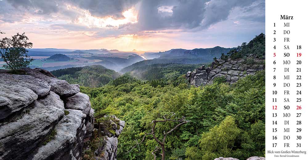 Kalender Elbsandsteingebirge Blick vom Winterberg