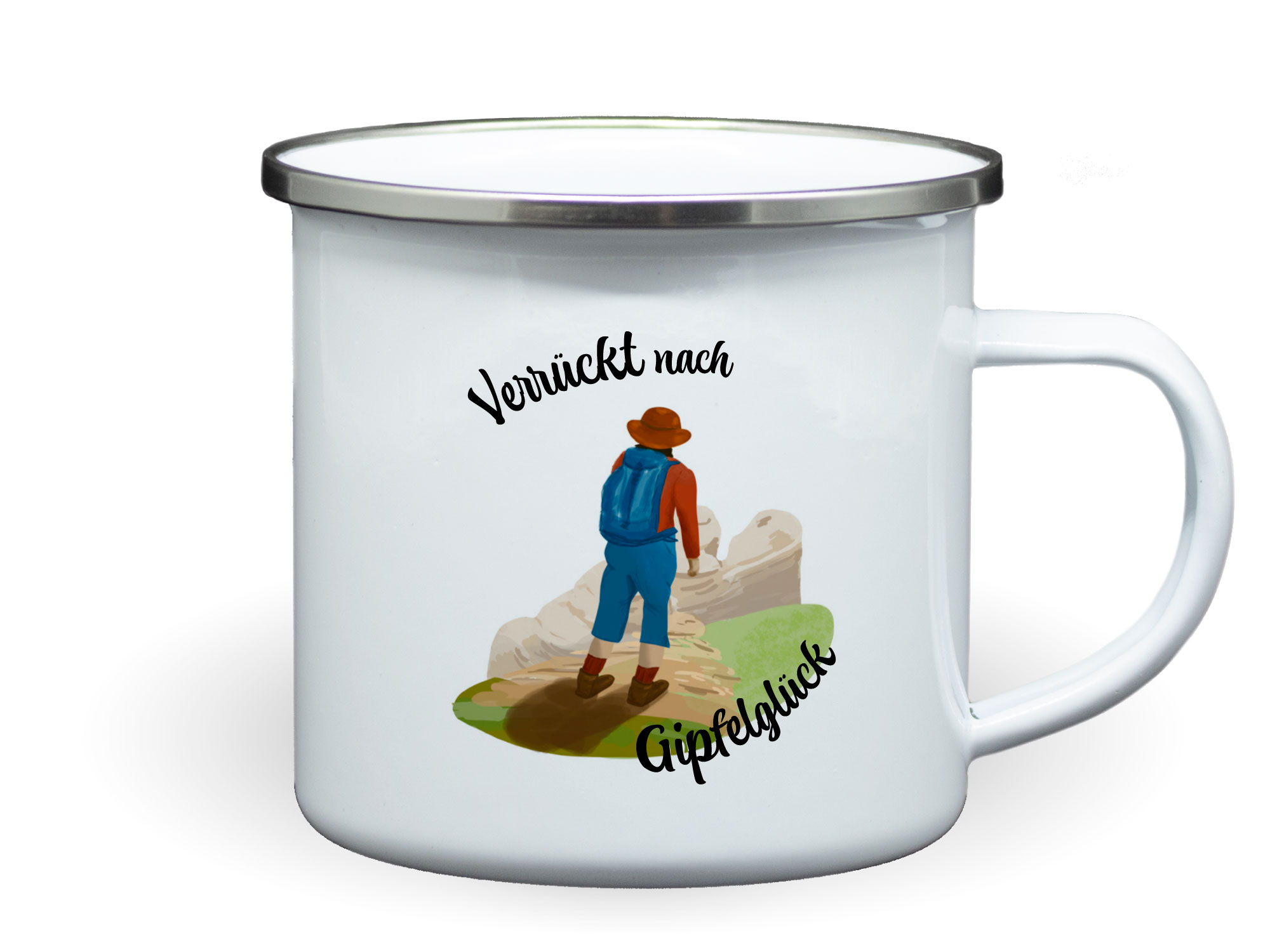 Emailletasse Wandern Gipfelglück
