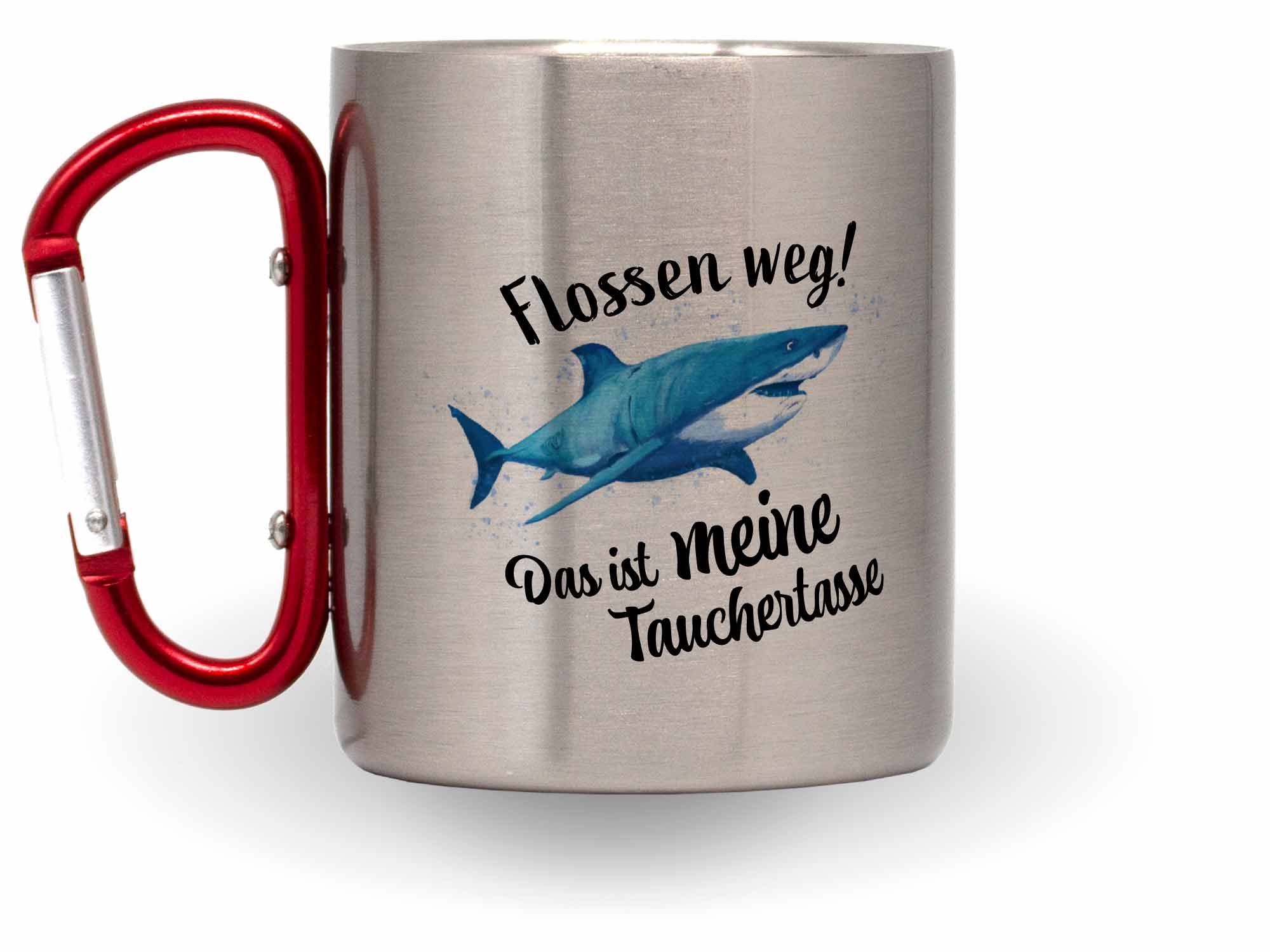 Lustige Karabinertasse Tauchen Hai mit Karabiner