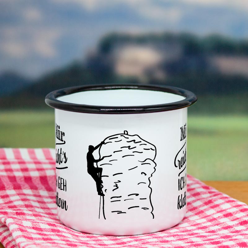 Emailletasse Klettern