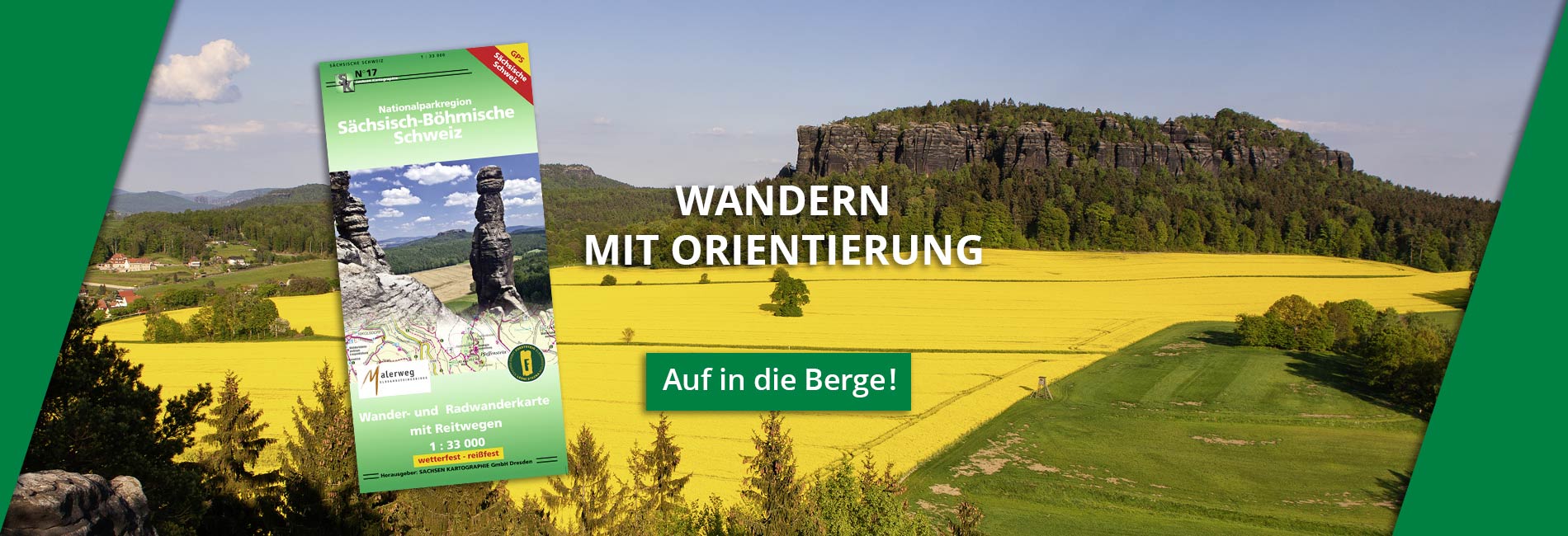 Wanderkarte Sächsische Schweiz Pfaffenstein Rapsfeld