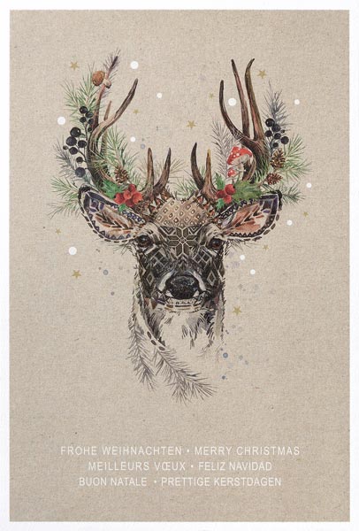 Weihnachtskarte mit Hirsch