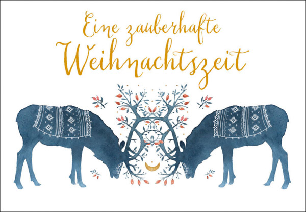 Weihnachtskarte Hirsche Geweihe