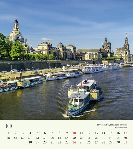 Kalender Dresden 2022 Elbe Dampfer Juli