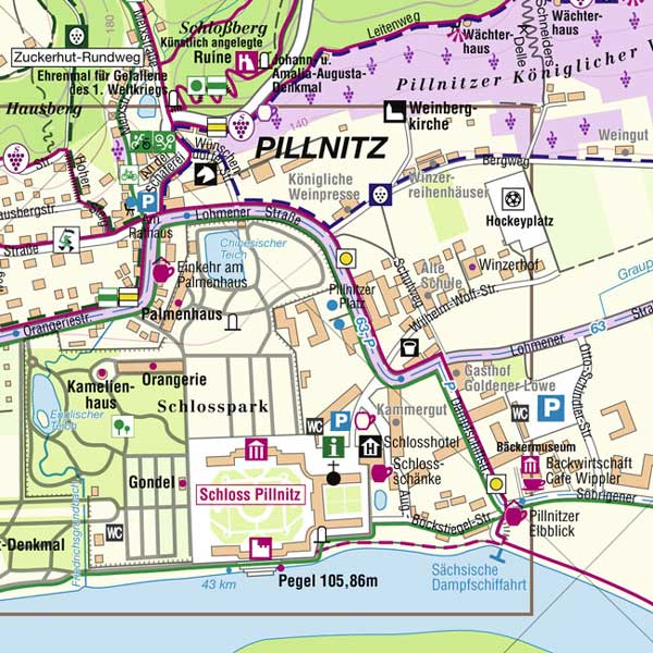 Wanderkarte Dresden Pillnitz Elbe