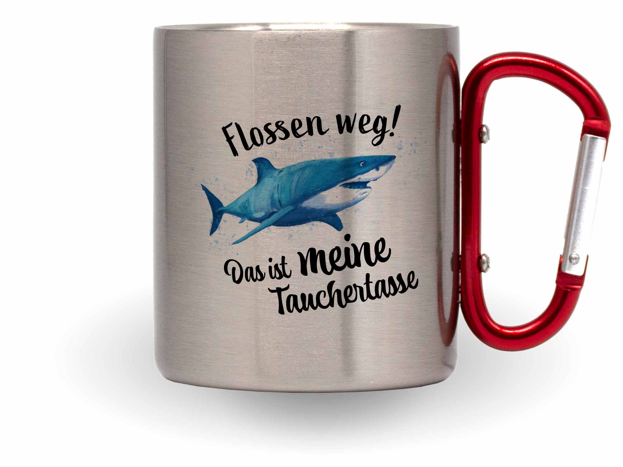 Lustige Tasse für Taucher Hai mit Karabiner