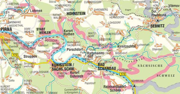 Karte Malerweg Sächsische Schweiz