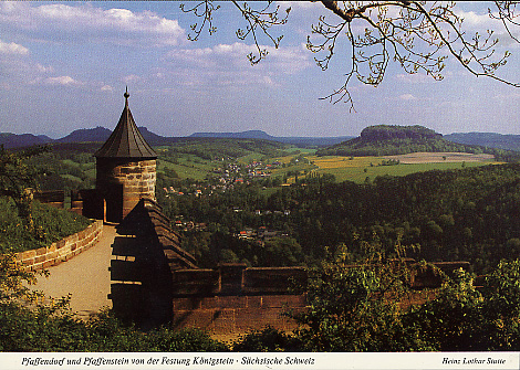 Ansichtskarte Pfaffendorf und Pfaffenstein von der Festung Königstein
