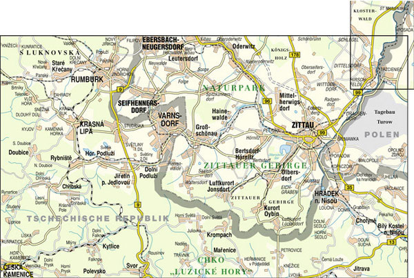 Wanderkarte Naturpark Zittauer Gebirge - Luzicke Hory (Lausitzer Gebirge)