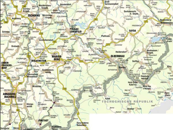Karte Erzgebirge