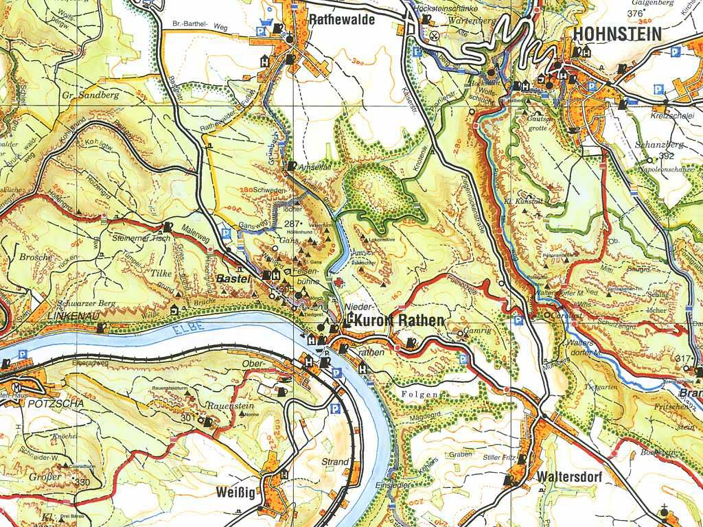 Wanderkarte Sächsische Schweiz Rathen