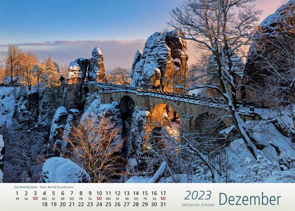 Kalender Sächsische Schweiz Basteibrücke Winter