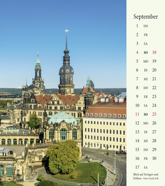Kalender Dresden 2022 Zwinger September