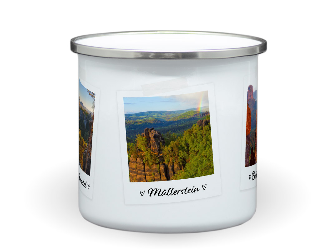 Emailletasse Kletterfelsen Sächsische Schweiz Müllerstein