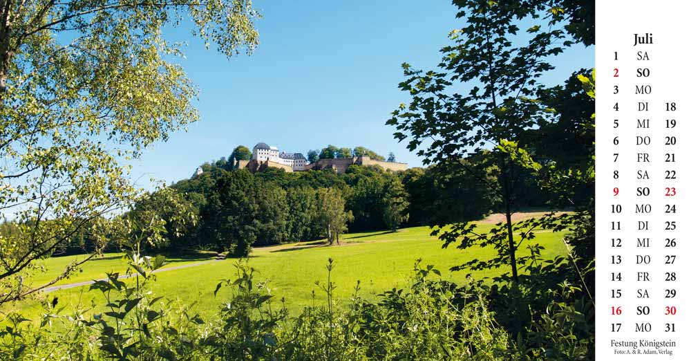 Kalender Elbsandsteingebirge Festung Königstein