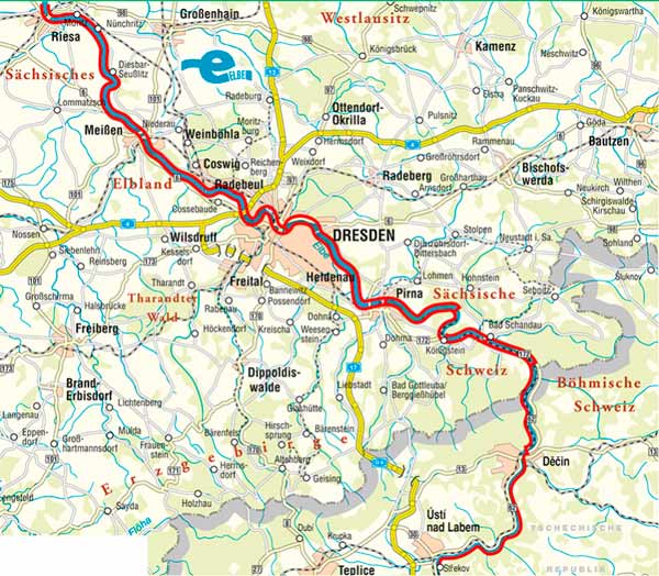 Elberadweg zwischen Riesa und Ústí nad Labem