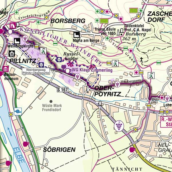 karte Sächsischer Weinwanderweg Pillnitz